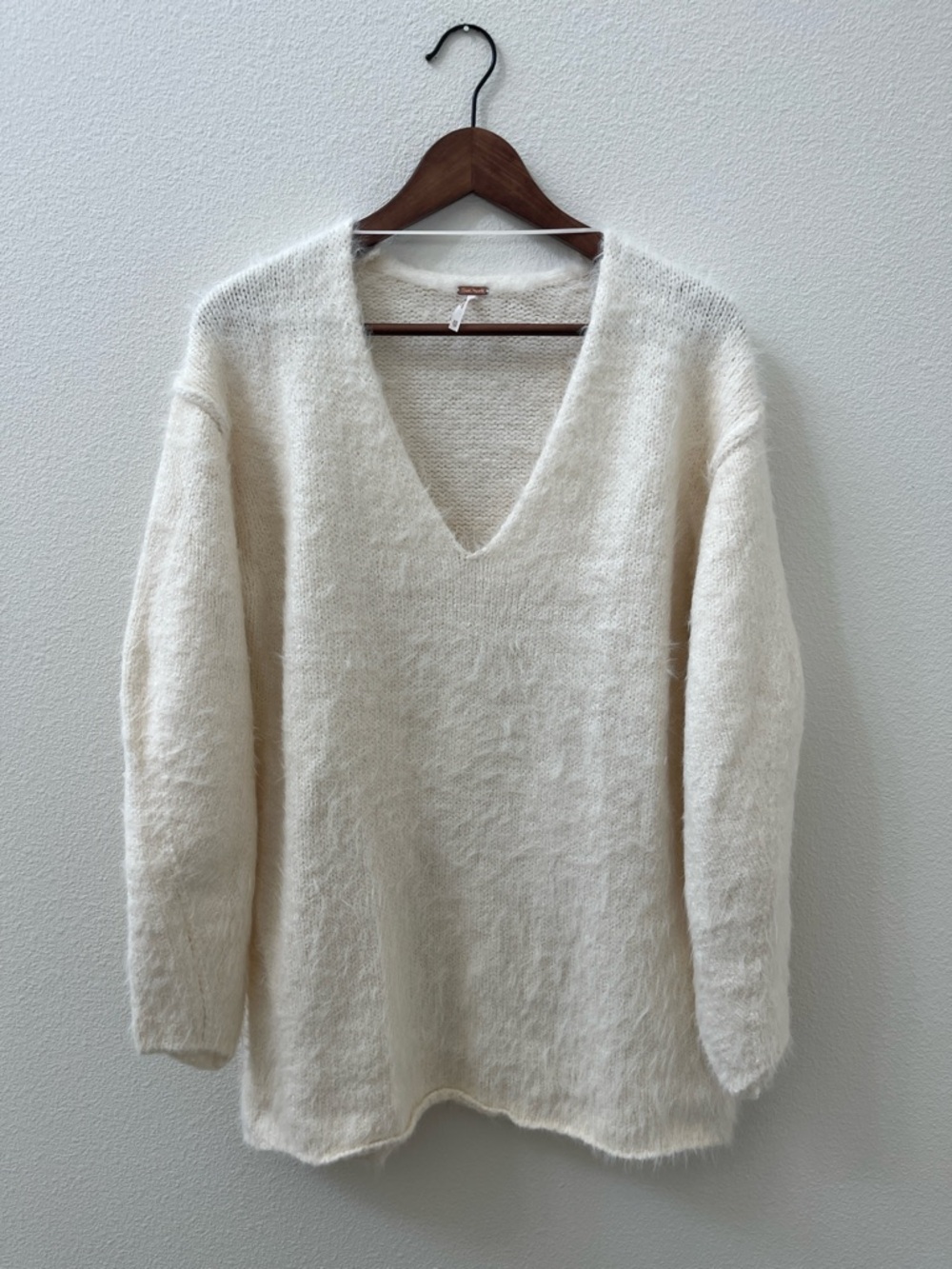 NWOT Free People Fuzzy V-Neck Sweater - Picture 6 of 8